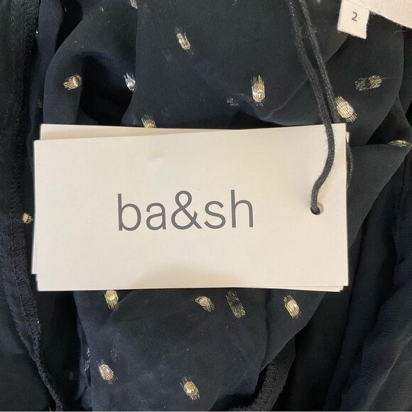 NEW Ba&sh Romy Black Silver Gathered Metallic Fil Coupe’ Maxi Dress 6 - Picture 14 of 16